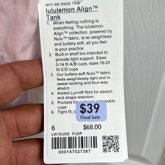 Lululemon Align™ Tank in Soft Pink - Picture 2 of 2
